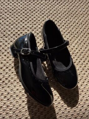 Girls Stelle Black Patent Mary Jane Tap Shoes size 13